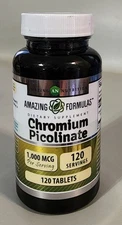 Amazing Formulas Chromium Picolinate 1000mcg Tablets Supplement 120 Ct BB 08/27