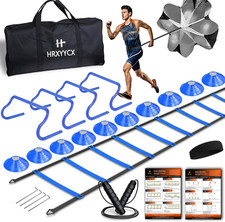 Ladder Speed Training Equipment Set-20Ft Agility Ladder 4 Adjustable Hurdles