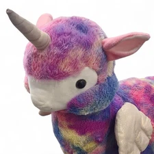 Justice Exclusive Kellytoy Rainbow Tie Dye Jumbo Llama Unicorn Pegasus Plush 26"