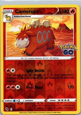 Camerupt Reverse Holo Uncommon Pokemon GO 014/078 NM