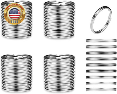 50Pcs 25Mm Key Ring Keychain Metal Silver round Split Key Chains Rings Connector