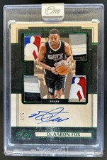 2024-25 Panini One and One De'Aaron Fox Quad Patch Auto Dual Logoman Green #/5