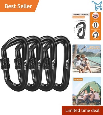 Heavy Duty Aluminum Carabiner Clips 12KN Locking D-Ring Outdoor Camping Keychain