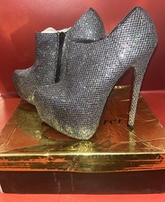 Aspire Sliver Diamond  Pattern Platform Ankle Boots With Red Soles Size 5