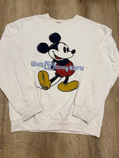 Disney Original Mickey Mickey Mouse White Fleece Crewneck Pullover Sweatshirt M