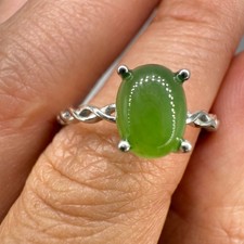 925 Sterling Silver Ring 8x6mm Green Natural Emerald Gemstone Jewelry Women