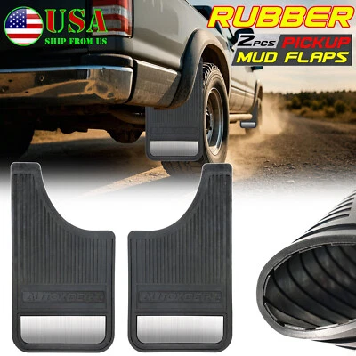 2x Universal Rubber Mud Flaps for Pickup Trucks Car Van Splash Guards 19*11" - Image 1 of 4