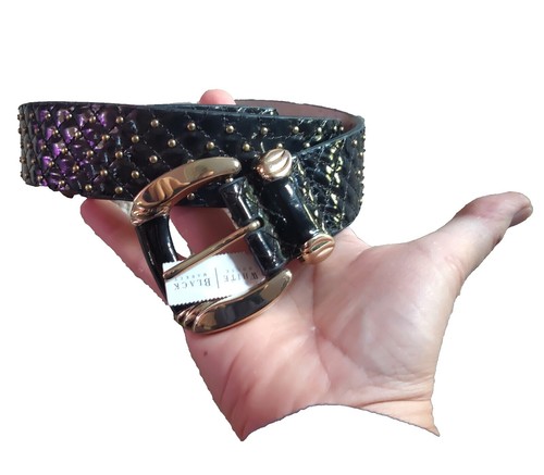 White House Black Market Black Patent Bow Belt Size M Retro Cinch Stretch Waist White House Black Market Black Patent Bow Belt Size M Retro  main image 2