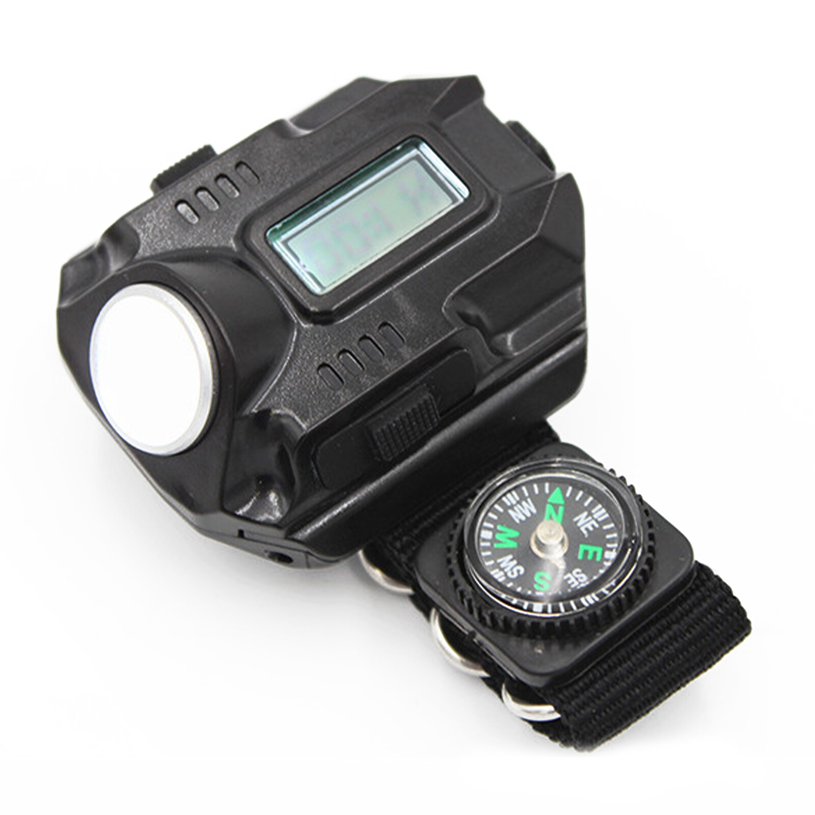 Black Flashlight Rechargeable LED Torch Compass Tactical Watch Outdoor Sport Kit
