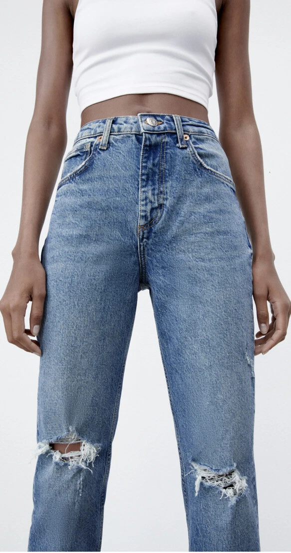Zara high waisted mom jeans discount