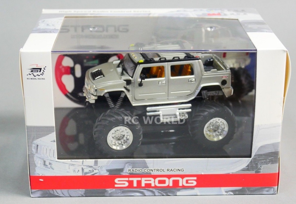 チョロ【美品】LEDライト付きグレーRCカー RC 1/43 Radio Control RC Micro Monster Truck HUMMER w/ LED Lights
