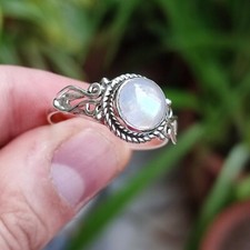 Rainbow Moonstone Gemstone Ring-925 Sterling Silver-Handmade Ring-Gift for her