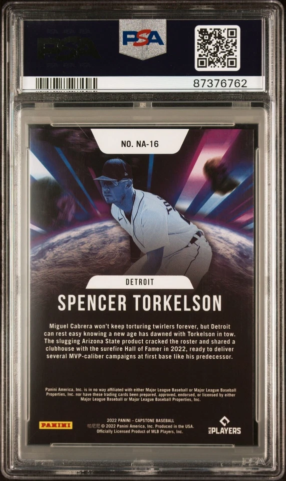 2022 CAPSTONE SPENCER TORKELSON ROOKIE NEW AGE INSERT TIGERS #16 RC PSA 10 POP 1 - Image 2 of 4