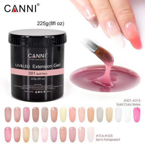 Canni Nail Extension Gel Soak Off UV LED Nail Art Polish Bulk Solid Colors 225g - Afbeelding 1 van 37
