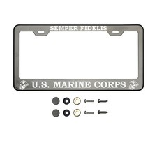 Us Marine Corps Semper Fidelis Laser Etched License Plate Frame Metal Screw Cap Us Marine Corps Semper Fidelis Laser Etched License Plate Frame Metal Screw Cap