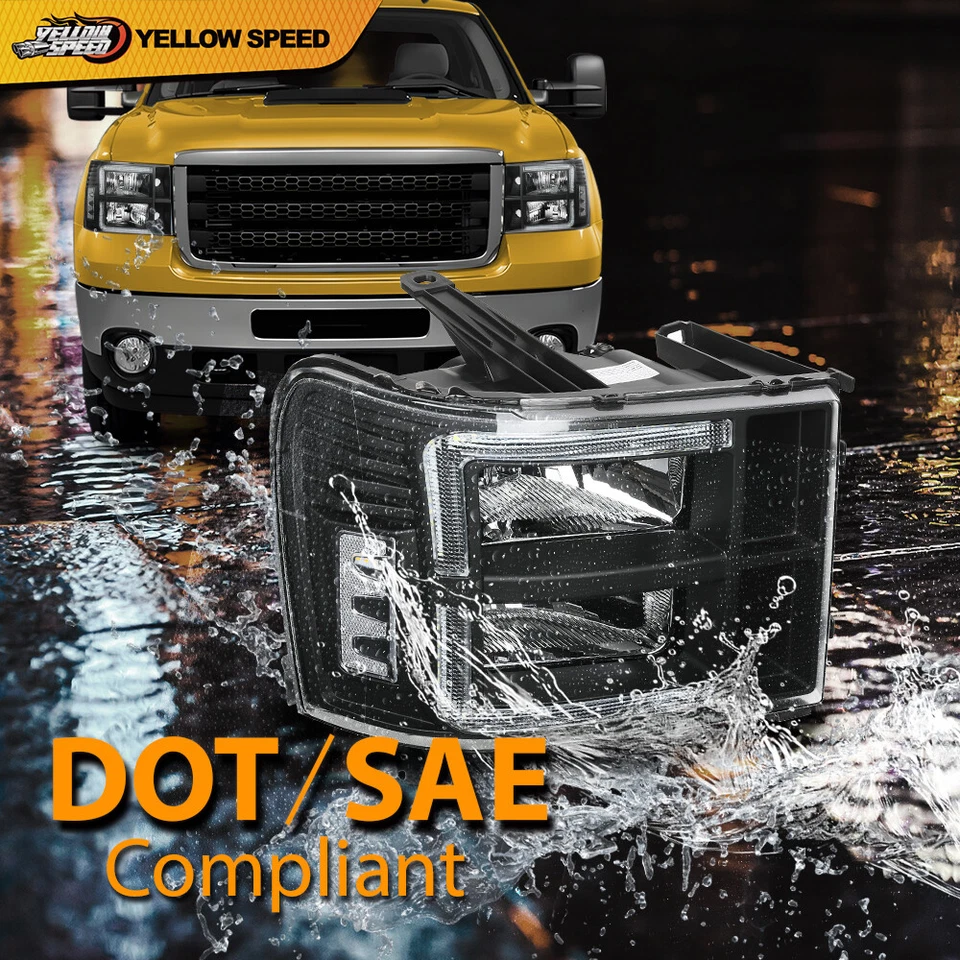 Faros LED DRL transparentes/negros aptos para GMC Sierra 1500 2500HD 3500HD 2007-2013 Foto 4 de 4