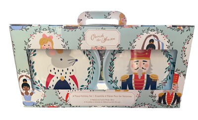 Set 4 Kids Holiday Nutcracker Sugarplum Fairies Mouse King Plates Christmas New