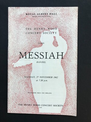 Henry Wood Concert Society Messiah 1962 Programm Royal Albert Hall