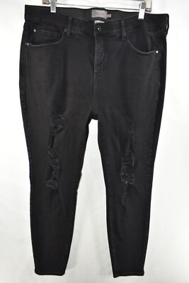 Torrid Sky High Skinny Stretch Waist Jeans Womens Size 18R Black Meas. 37x28