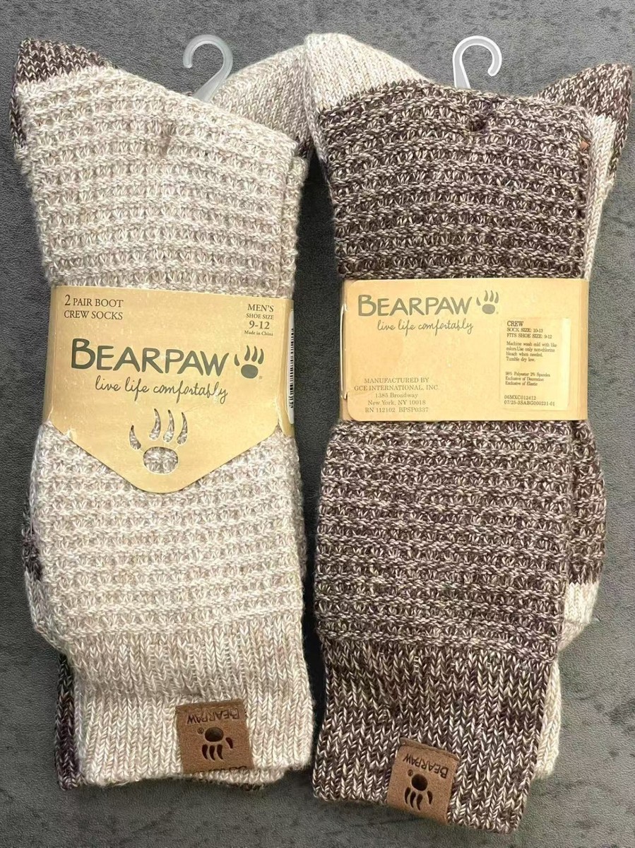 NWT Men's Bearpaw 4-pair Ribbed Boot Crew Socks Shoe Size 9-12