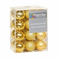 Weihnachts Unzerbrechliche Kugeln 24Er Pack 30Mm Baumdekoration Gold