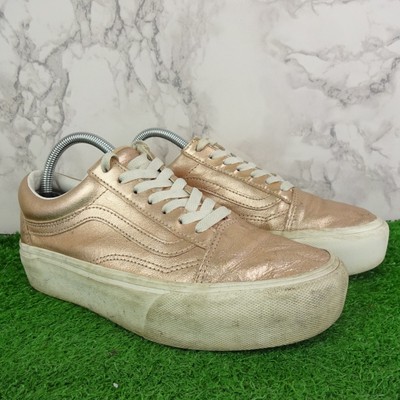 Vans Schuhe Größe 5 Damen Sneaker Gold Old Skool Skater Leder BMX Sk8er Metalic