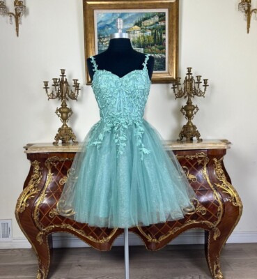 Women's SHORT Embroidery Glitter homecoming Cocktail Party prom dress
