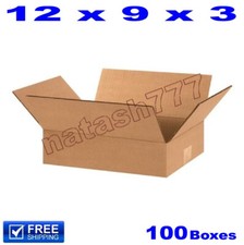 100 - 12x9x3 Cardboard Boxes Mailing Packing Shipping Moving Corrugated Carton