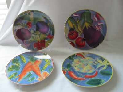4 Certified Int'l PROVENCE Linda Montgomery Mixed Vegetables 8'' Plates