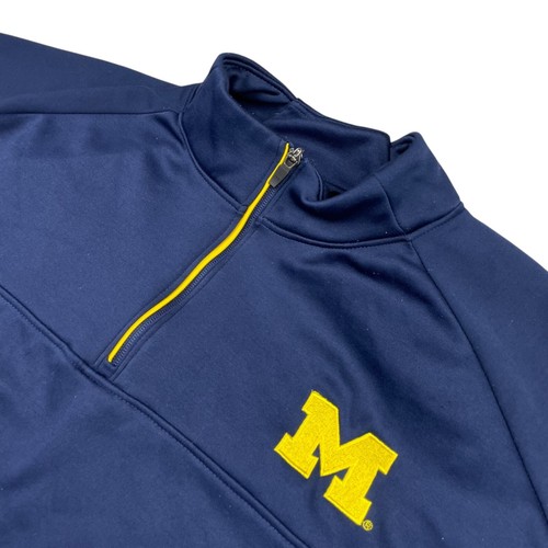 Michigan Wolverines x Champion Herren 1/4 Zip Fleece gefütterter Pullover Navy • 2XL
