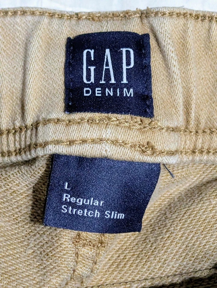 Calça jeans Gap denim YOUTH L grande reg masculina cáqui azul cordão elástico fino - Imagem 4 de 4