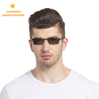 New Men's Photochromic Gray Single Vision Reading Glasses Sunglasses +1.00~+4.00