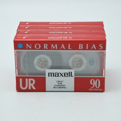 Lot of 4 Maxwell UR 90 Minute Blank Audio Cassette Tapes Normal Bias New Sealed