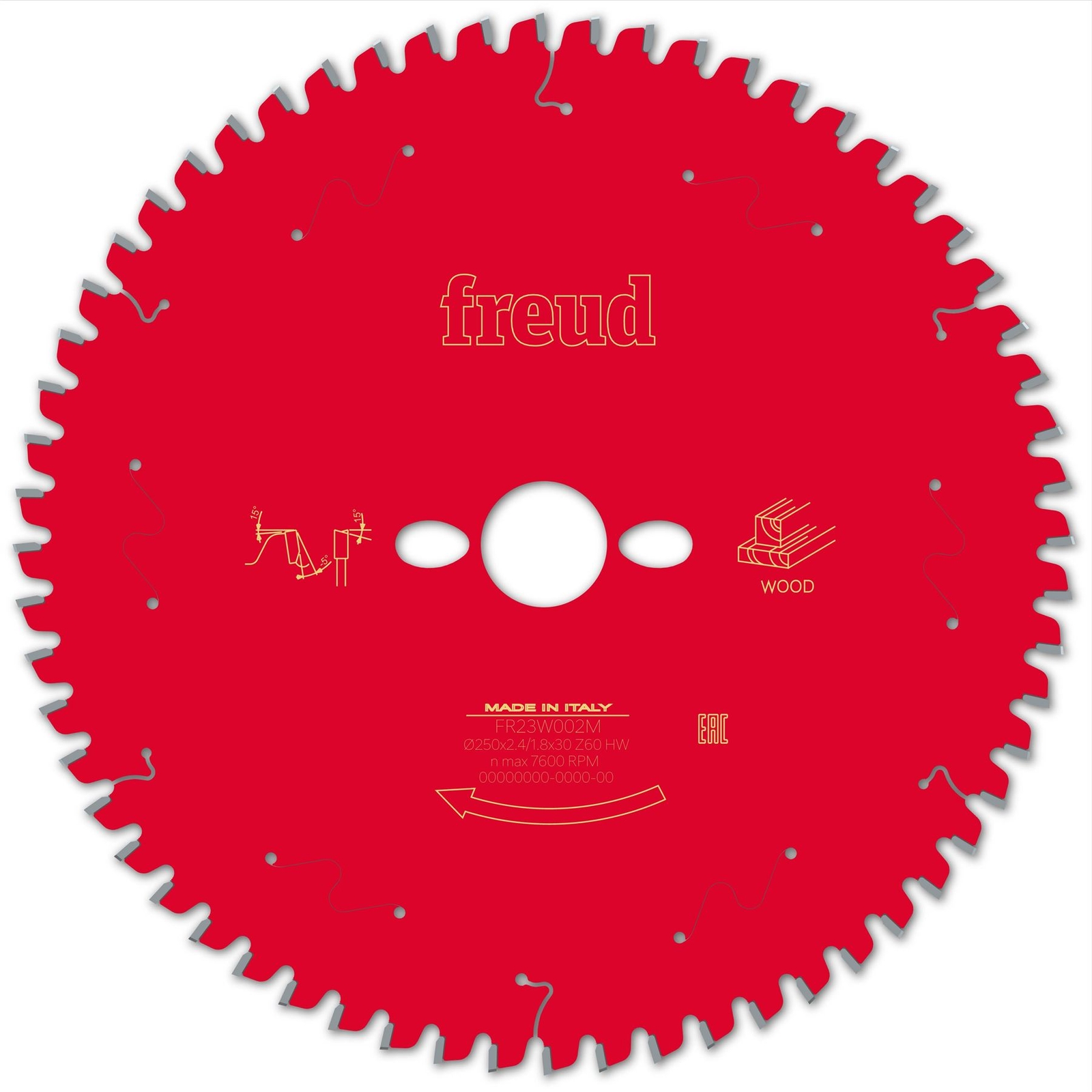 Freud F03FS09754 Wood Circular Saw Blade 250mm x 30mm x 2.4mm x 60T