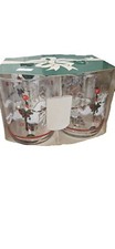 Vintage Set Of 4 Libbey Christmas Glasses Fireplace Item 438 New Made In USA .