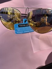 Foster Grant Rose Gold Pink Aviator Mirrored Sunglasses Metal Frame Polarized