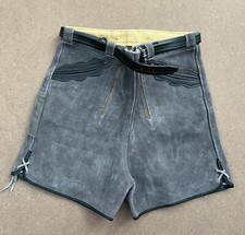 German Lederhosen Vintage  Suede Leather Marke Bergfreund 26&rdquo; Waist