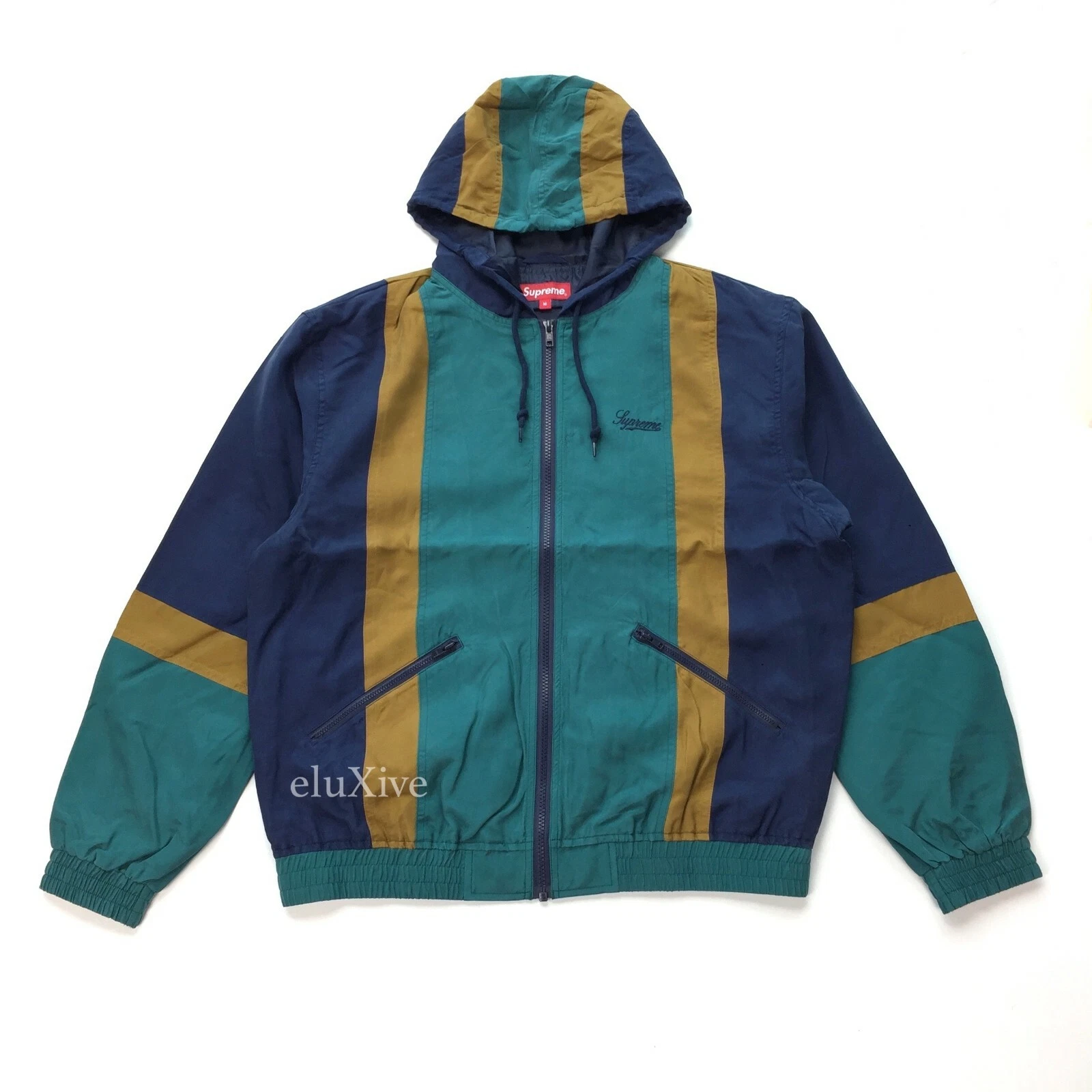 Veste de survêtement homme à capuche en soie lambrissée logo Supreme Script M SS17 AUTHENTIQUE neuve avec étiquette