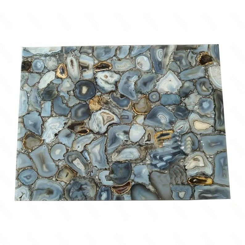 18x24 Gray Agate Coffee Table Side Table Centerpiece Sofa Accent