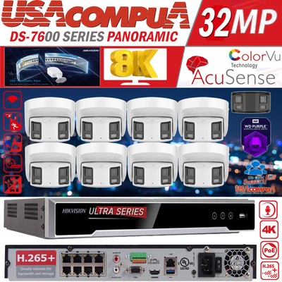 Hikvision 8CH 8K security Camera System ColorVu IP panoramic Two Way Audio Alarm
