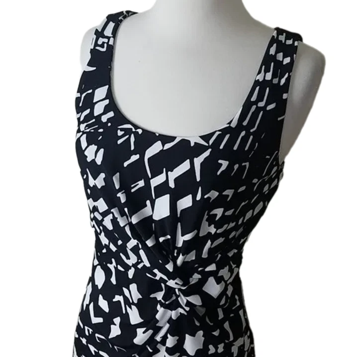 Vestido de fiesta Kenneth Cole sin mangas para mujer S negro blanco Foto 2 de 4