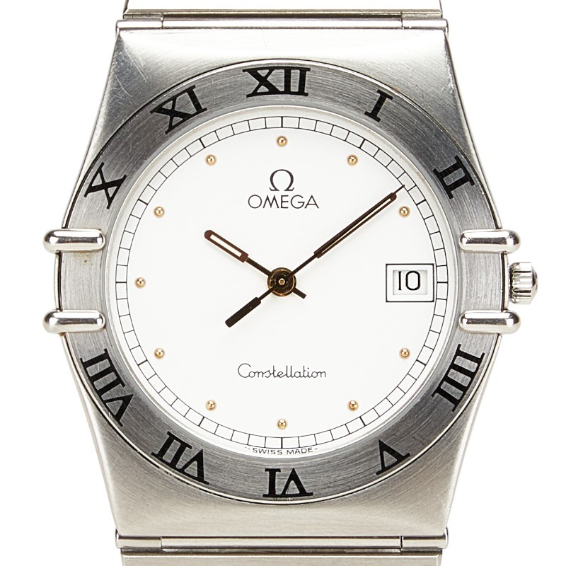 Omega Constellation Quartz Men's Watch Stainless Steel White Dial Used From Japa