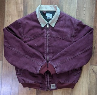 Vintage 90s JQ2246 Wine Large CARHARTT Santa Fe Workwear Jacket RARE COLOR