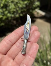 Vintage Sterling Silver Abalone Inlay Sword Tie Clip Taxco Signed