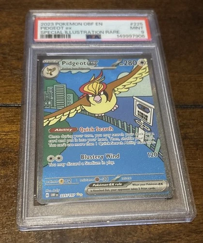 Pidgeot ex 225/197 SV03 Obsidian Flames Special Illustration Rare Holo PSA 9 ENG