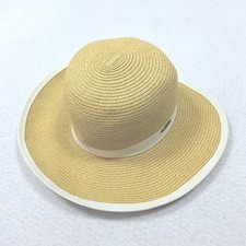 Panama Jack Sun Hat Womens One Size Tan White Wide Brim Straw Beach Summer Hat