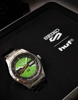 Seiko 5 Sports x HUF Collab SBSA323 Watch Serial Numbered Green