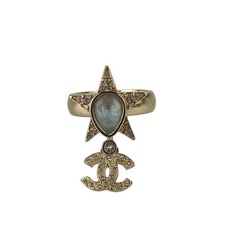 CHANEL Ring Coco Mark Star Ring Metal Rhinestone I23 P Gold Women Authenticied
