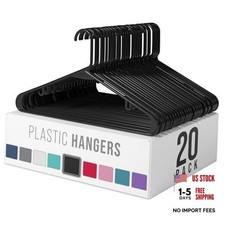 Plastic Hangers Pack - Clothes Hangers - Makes The Perfect Coat Hanger 20 Black