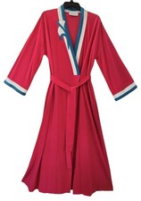 1970s VANITY FAIR Pink Turquoise Brushed Polyester Nylon Robe Size Large